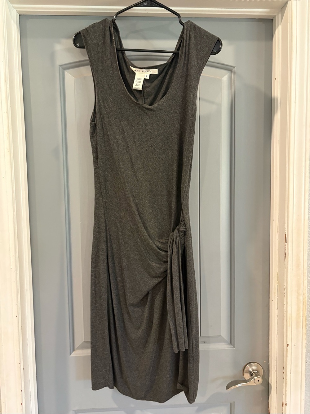 Max Studio Charcoal Gray Sleeveless Midi Dress with Side Knot